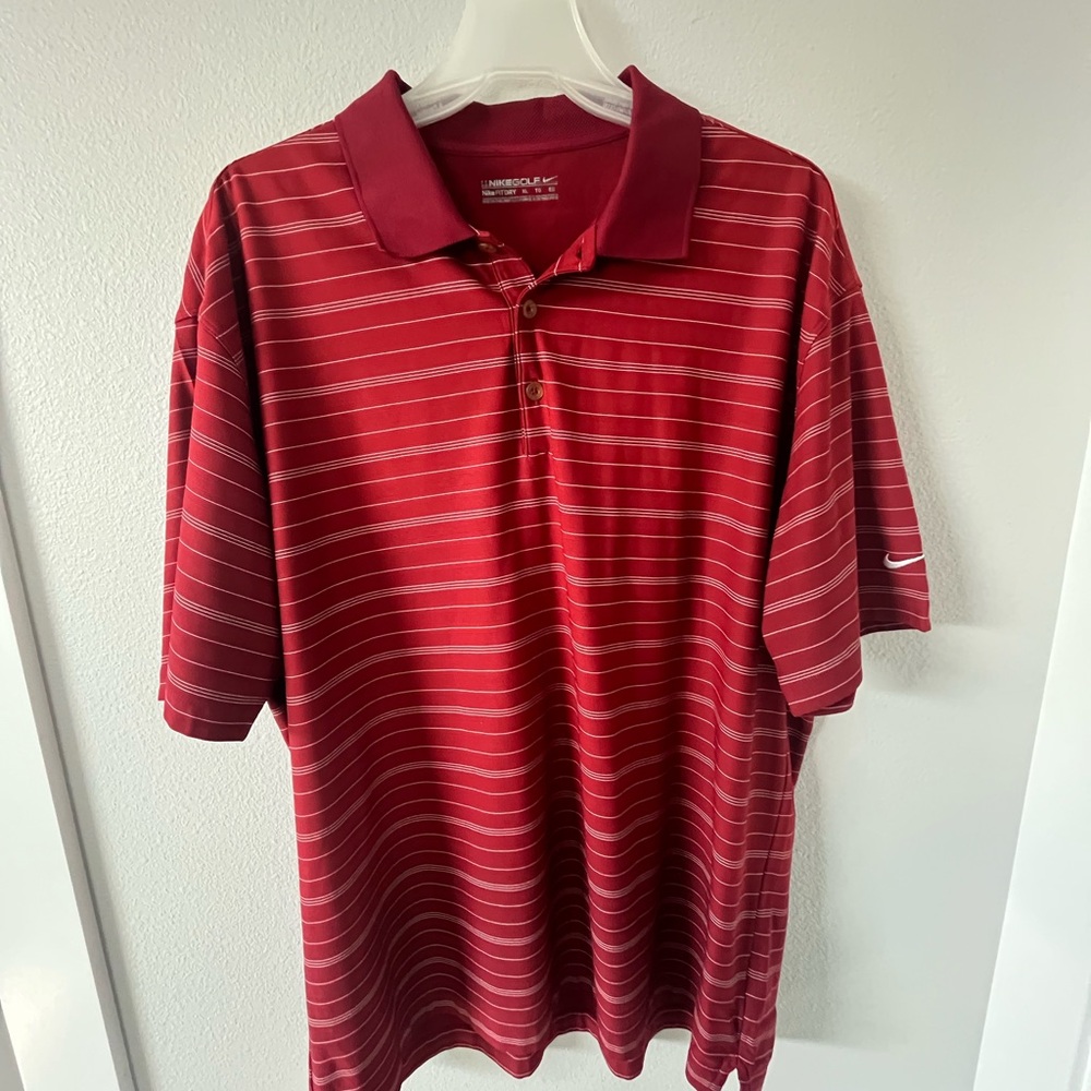 Nike Golf Men’s Red Polo with Thin White Stripes
